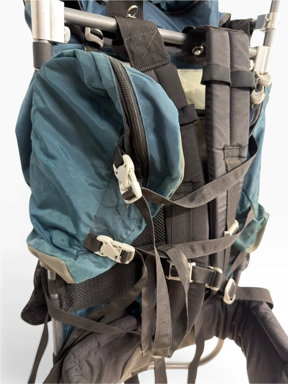 Vintage JanSport Carson 80L External Frame Hiking Backpack Gray Aluminum Pack